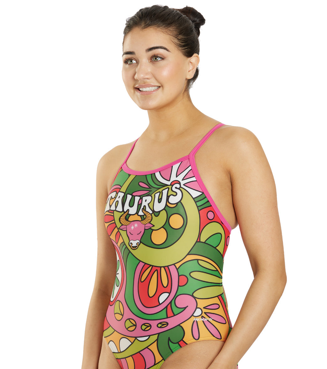  Sporti Groovy Zodiac Taurus Thin Strap One Piece Swimsuit (22-44)