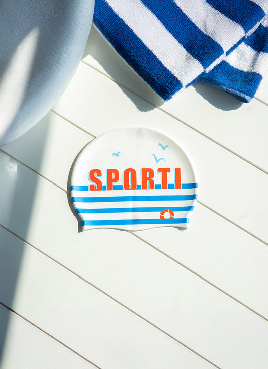  Sporti X Emma Weyant French Stripe Silicone Swim Cap