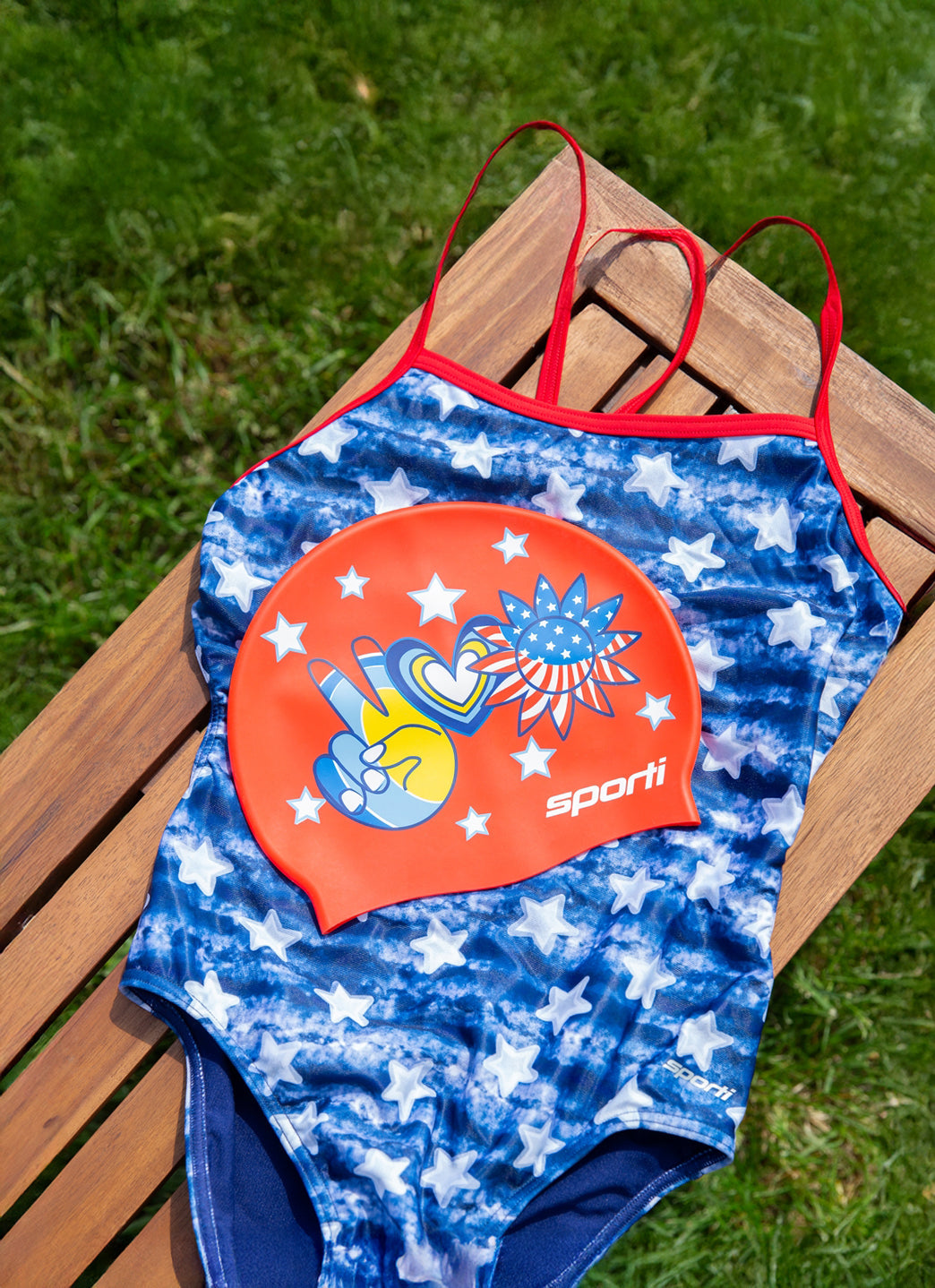  Sporti X Alex & Gretchen Walsh Peace Love & Swimming Silicone Swim Cap