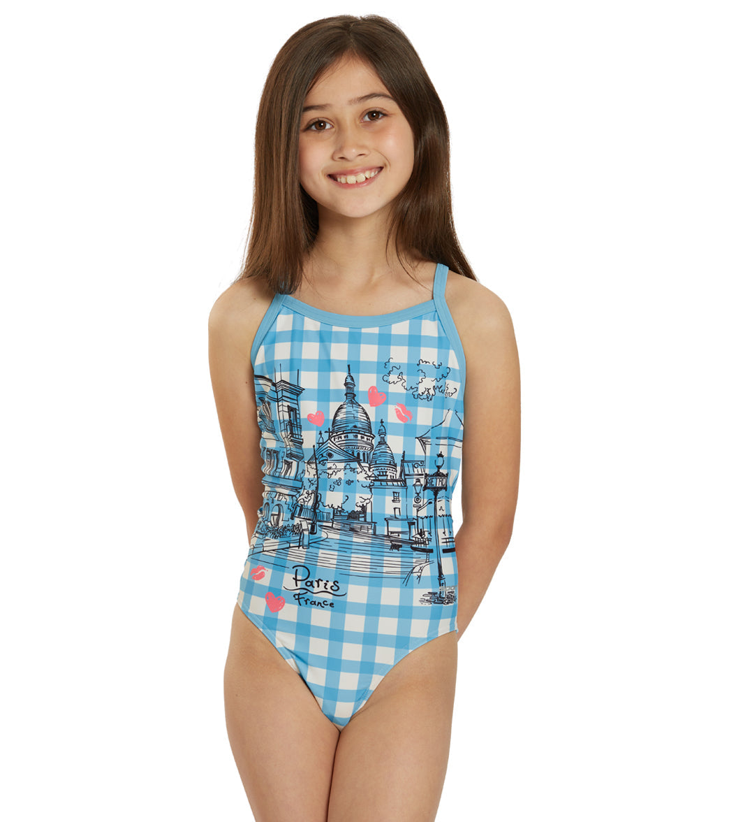  Sporti Paris Bistro Blues Thin Strap One Piece Swimsuit (22-44)