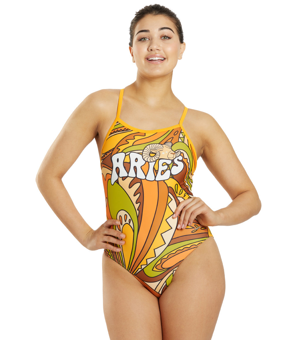  Sporti Groovy Zodiac Aries Thin Strap One Piece Swimsuit (22-44)