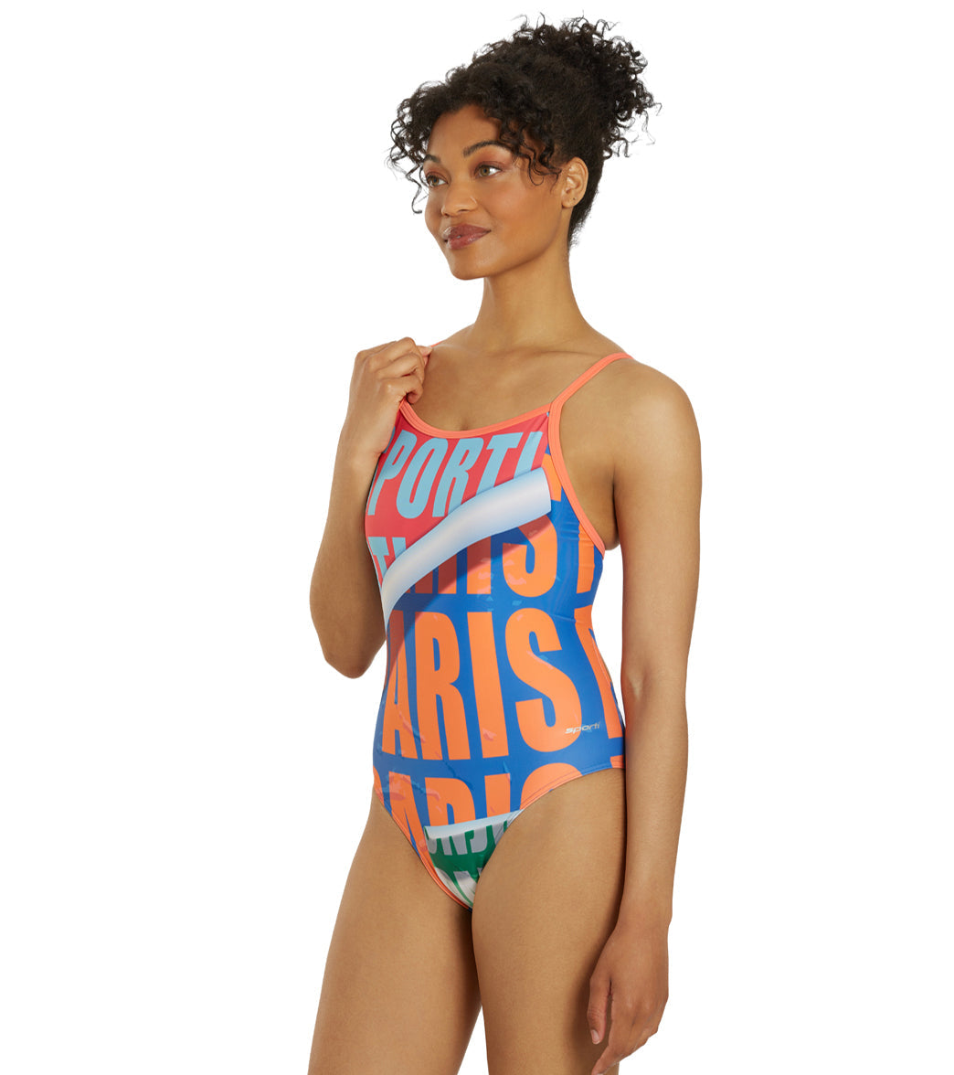  Sporti Paris Metro Pop Thin Strap One Piece Swimsuit (22-44)