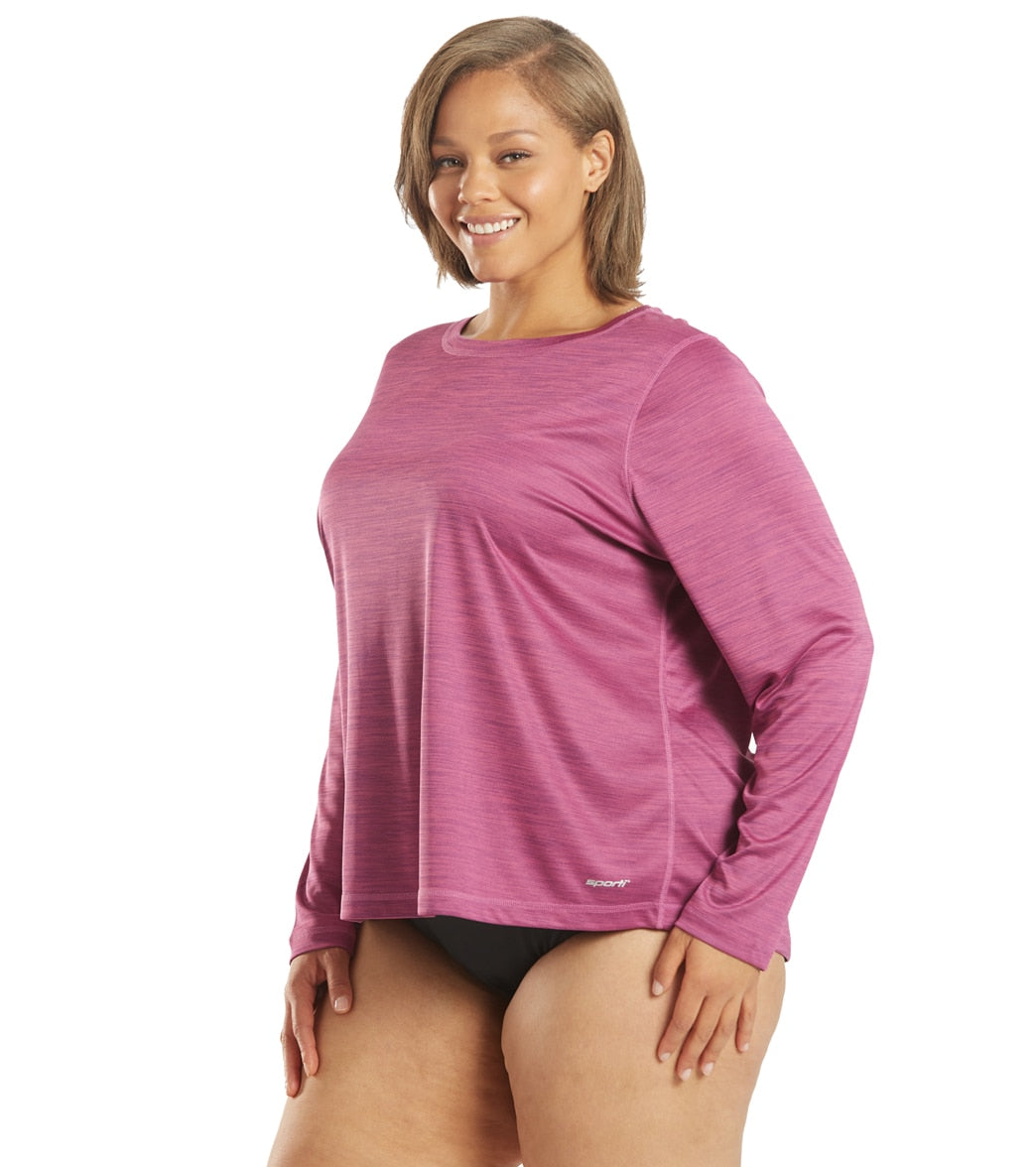  Sporti Women's Plus Size L/S Hybrid UPF 50+ Sun Shirt