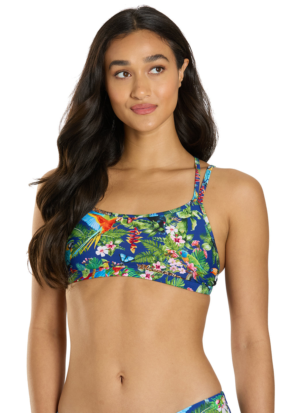  Sporti Active Tropical Oasis Double Cross Workout Bikini Top