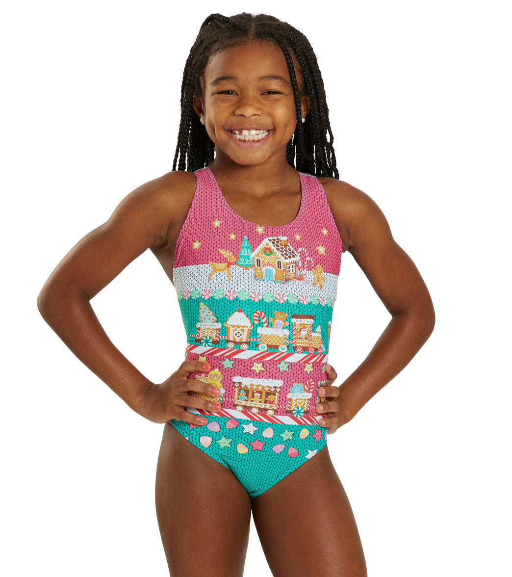  Sporti Granny Sweater Gingerbread Wide Strap One Piece Swimsuit (22-44)
