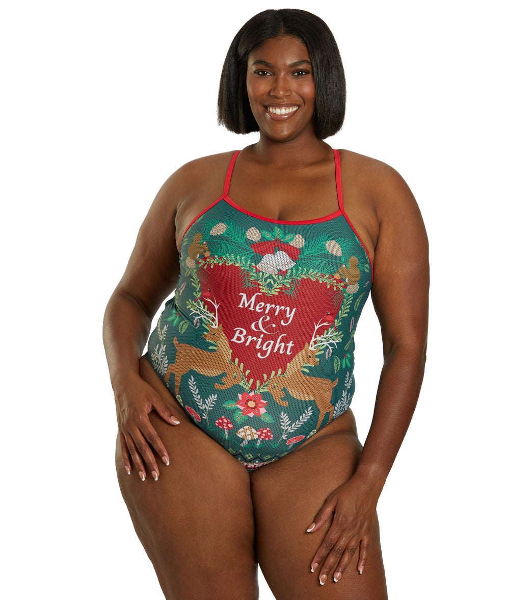  Sporti Granny Sweater Merry & Bright Thin Strap One Piece Swimsuit (22-44)