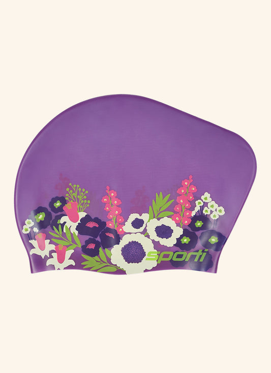  Sporti Spring Meadow Long Hair Bun Silicone Swim Cap