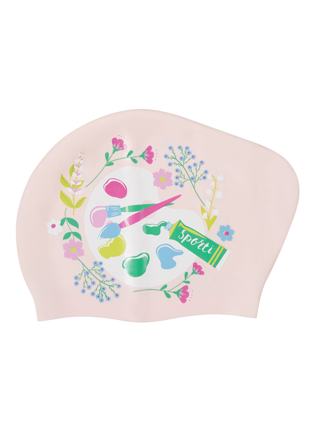  Sporti Palette Blossom Long Hair Bun Silicone Swim Cap