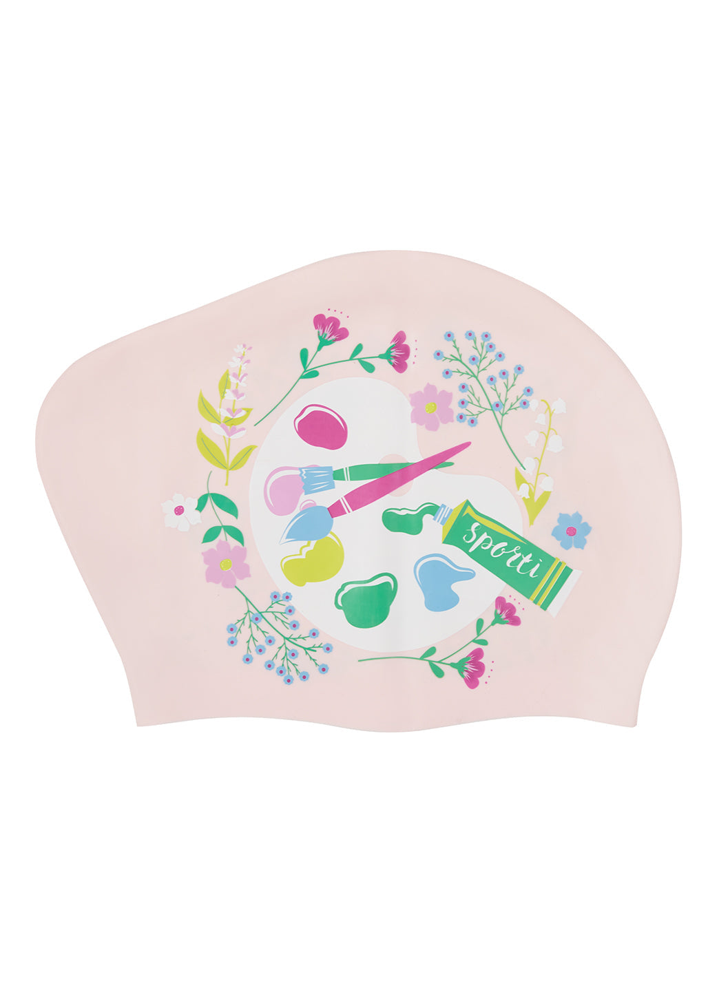  Sporti Palette Blossom Long Hair Bun Silicone Swim Cap